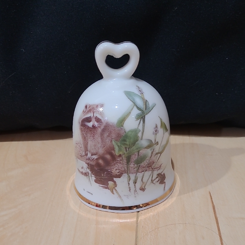 2/$20 Vintage Glen Loates Viletta Ceramic Bell with Raccoon Design
